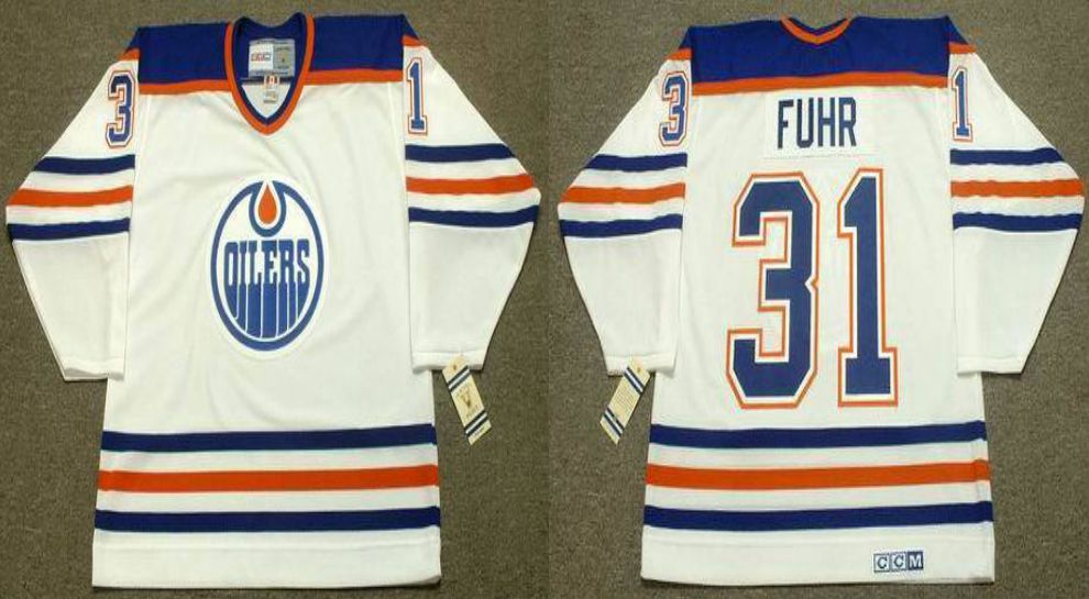 2019 Men Edmonton Oilers #31 Fuhr White CCM NHL jerseys